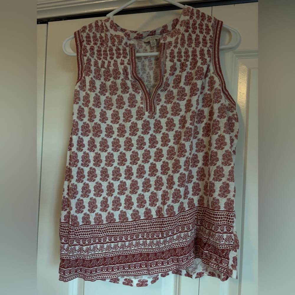 Lucky Brand Red and White Sleeveless Top